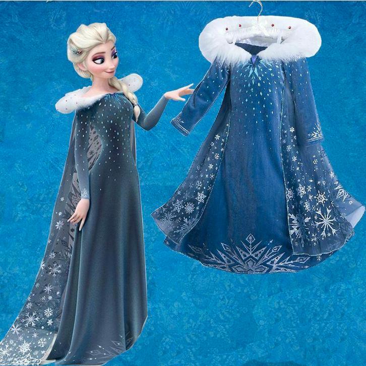 SUPER SALE Frozen Elsa Jurk bontkraag div. maten, Kinderen en Baby's, Carnavalskleding en Verkleedspullen, Nieuw, Meisje, 110 t/m 116