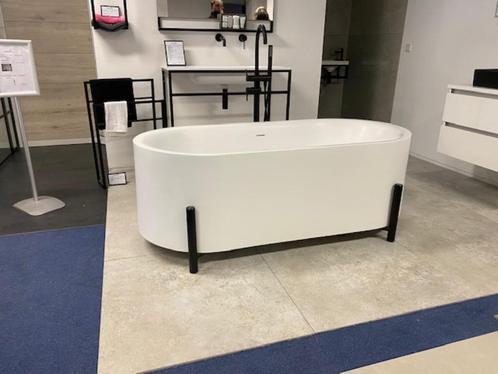 Vrijstaand Ligbad Cast Marble 162x78 Mat Wit Mat Zwarte pote, Doe-het-zelf en Verbouw, Sanitair, Nieuw, Bad, Ophalen