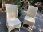 2 kunststof witte rieten tuinstoelen, Ophalen of Verzenden, Gebruikt, Kunststof