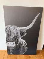 Canvas zwart wit schotse Hooglander, Huis en Inrichting, Woonaccessoires | Schilderijen, Tekeningen en Foto's, Ophalen, Zo goed als nieuw