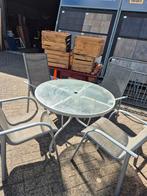 Aluminium tuinset - tafel + 4 stoelen, Ophalen, 4 zitplaatsen, Gebruikt, Aluminium