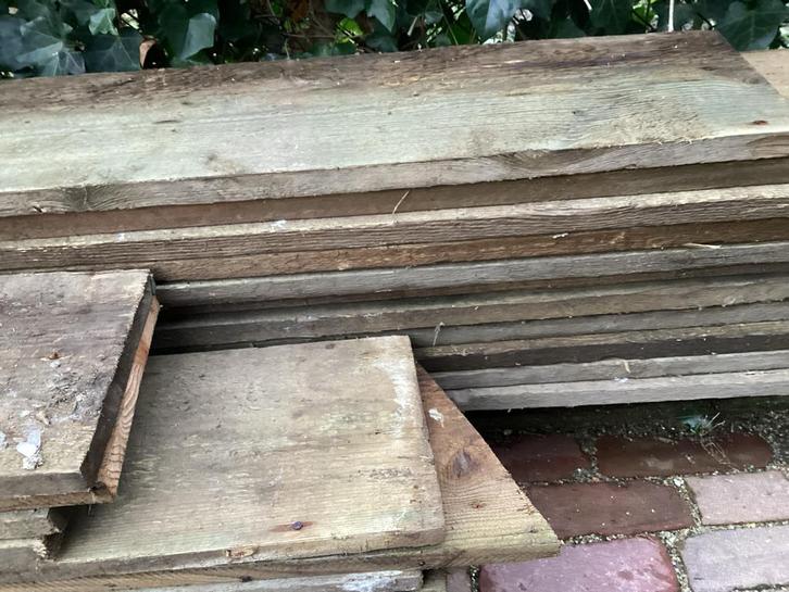 Gebruikte vuren planken - 8 m2, Doe-het-zelf en Verbouw, Hout en Planken, Gebruikt, Plank, Vuren, 200 tot 250 cm, Minder dan 25 mm