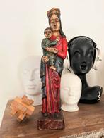 Vintage houten standbeeld van Maagd Maria met kind, Antiek en Kunst, Antiek | Religie, Ophalen of Verzenden