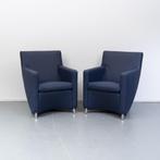 2 Leolux Dolcinea fauteuils - kobaltblauw leder, Huis en Inrichting, Fauteuils, Ophalen of Verzenden, Zo goed als nieuw, Leer