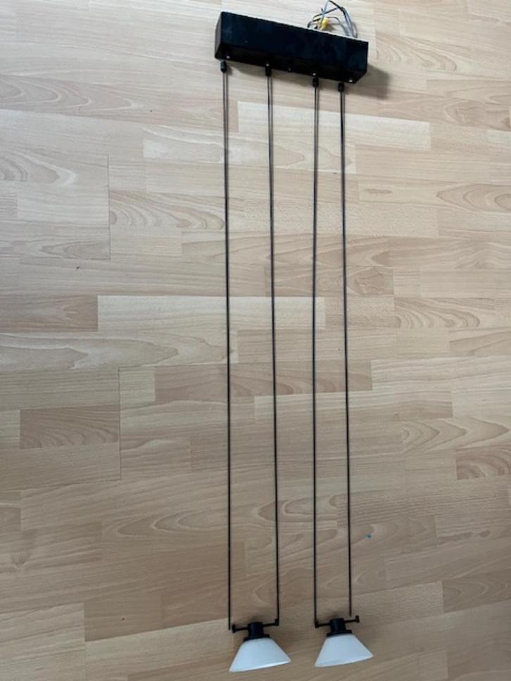 Hanglamp, Huis en Inrichting, Lampen | Hanglampen, Gebruikt, 75 cm of meer, Glas, Metaal, Ophalen