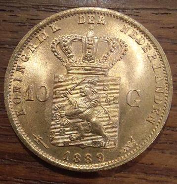 Gouden tientje Willem iii 1889 beschikbaar voor biedingen