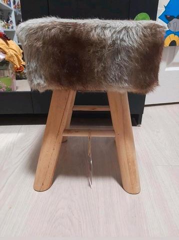 Houten krukje/stoeltje met bond beschikbaar voor biedingen