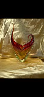 vintage murano stierhoorn vaas sommerso multicolor glaswerk, Antiek en Kunst, Antiek | Glas en Kristal, Ophalen of Verzenden
