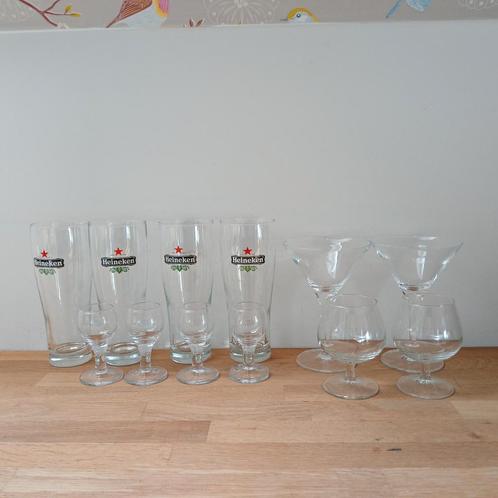 12 mooie glazen; Heineken Luminarc cognac cocktail zgan, Verzamelen, Glas en Borrelglaasjes, Zo goed als nieuw, Overige typen