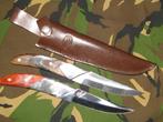 2 Vintage  Pradel Messen en 1 lederen Schede '80 Mes, Ophalen of Verzenden, Overige soorten, Overige gebieden, Mes of Dolk