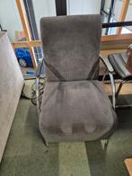 Grijze Fauteuil met Chromen Armleuningen, Huis en Inrichting, Fauteuils, Ophalen, Gebruikt, Minder dan 75 cm, Metaal