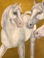 Schilderij op linnen Drie Witte Paarden - J.F. Semey, Antiek en Kunst, Ophalen