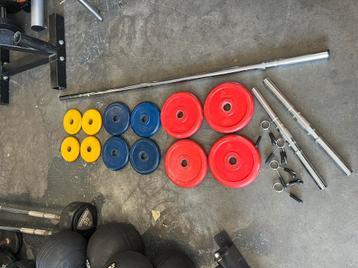 Halter stang met dumbell stangen en schijven beschikbaar voor biedingen
