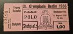 Oud entree ticket Olympische spelen 1936 Polo Mex-Hongarije, Ophalen of Verzenden, Gebruikt
