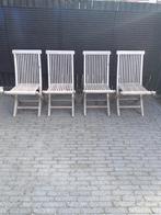 4 Teakhouten Inklapbare tuinstoele, Tuin en Terras, Tuinsets en Loungesets, Ophalen, 4 zitplaatsen, Gebruikt, Teakhout