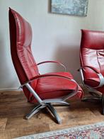 Robuuste leren draaifauteuils., Huis en Inrichting, Fauteuils, Gebruikt, Minder dan 75 cm, Leer, Ophalen of Verzenden