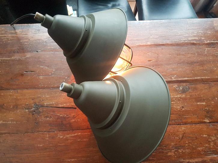 Industria Rotterdam Kooilamp industriële bully Mat Groen, Huis en Inrichting, Lampen | Hanglampen, Zo goed als nieuw, Minder dan 50 cm