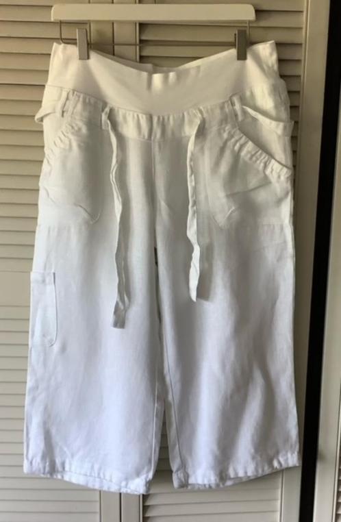 Linnen positie kuitbroek, Kleding | Dames, Positiekleding, Zo goed als nieuw, Broek of Spijkerbroek, Maat 42/44 (L), Wit, Ophalen