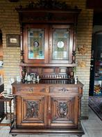 Antieke Jachtkast met Glas in Lood & Gewei, Ophalen