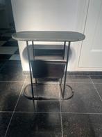 Bijzettafel zwart metaal leer kunstof, Huis en Inrichting, Tafels | Bijzettafels, Minder dan 55 cm, Metaal of Aluminium, Zo goed als nieuw