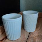 Setje bloempotten 2 stuks wit ZGAN, Rond, Ophalen of Verzenden, Zo goed als nieuw, Tuin