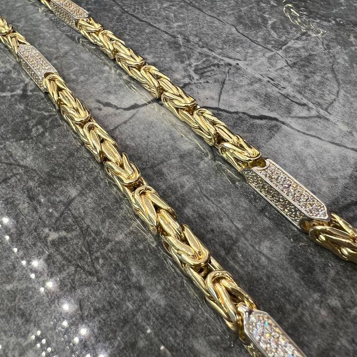 14k gouden koningsketting prachtig schakel italy, Sieraden, Tassen en Uiterlijk, Kettingen, Zo goed als nieuw, Goud, Ophalen of Verzenden