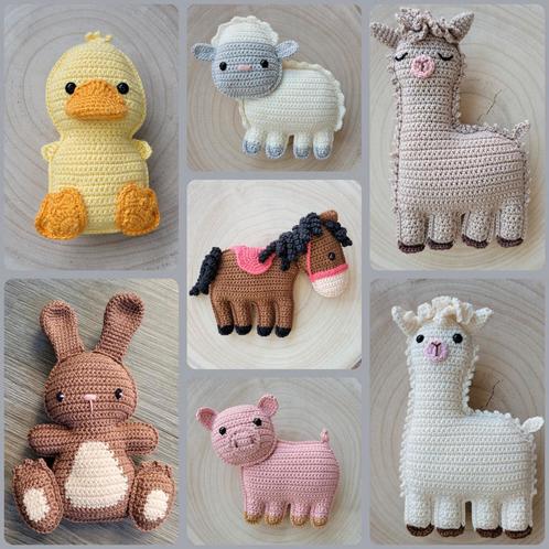 Gehaakte boerderijbeestjes rammelaar knuffels, Kinderen en Baby's, Kraamcadeaus en Geboorteborden, Nieuw, Kraamcadeau, Ophalen of Verzenden