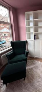 IKEA Strandmon fauteuil + poef - Groen, Huis en Inrichting, Fauteuils, Ophalen, 75 tot 100 cm, Zo goed als nieuw, Stof