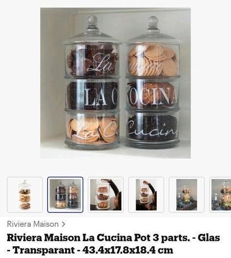 Riviera Maison La Cucina 3 delige voorraadpot glas groot, Huis en Inrichting, Overige Huis en Inrichting, Zo goed als nieuw, Ophalen