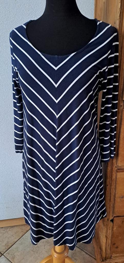 Two Danes gestreepte midi-jurk van bamboe katoenmix L, Kleding | Dames, Blouses en Tunieken, Zo goed als nieuw, Maat 42/44 (L)