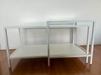 IKEA VITTSJÖ Salontafel set van 2 - wit met glazen plaat, Huis en Inrichting, Tafels | Salontafels, Ophalen, Gebruikt, Rond, 50 tot 100 cm