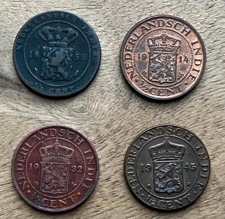 serie halve cent Nederlands Indië, Postzegels en Munten, Munten | Nederland, Setje, Overige waardes, Koningin Wilhelmina, Ophalen