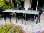 Tuintafel B95xL205/275 Jutlandia + 8 stoelen zwart aluminium, Ophalen, Zo goed als nieuw, Aluminium