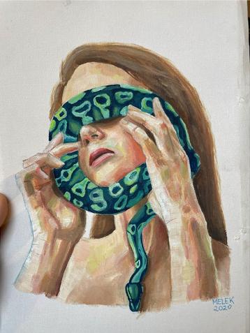 Slang als Blinddoek - Kunstprint beschikbaar voor biedingen