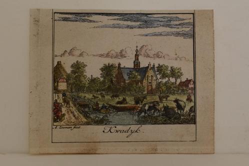 KWADIJK GRAVURE ABRAHAM ZEEMAN 1732 Handgekleurd GO6, Antiek en Kunst, Kunst | Etsen en Gravures, Verzenden