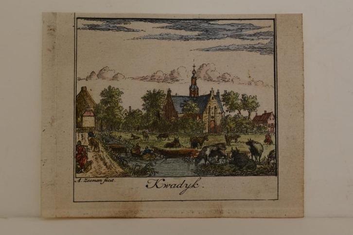 KWADIJK GRAVURE ABRAHAM ZEEMAN 1732 Handgekleurd GO6, Antiek en Kunst, Kunst | Etsen en Gravures, Verzenden