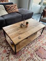 Stijlvolle salontafel van mangohout met stalen frame, Ophalen, 100 tot 150 cm, 50 tot 100 cm, Zo goed als nieuw