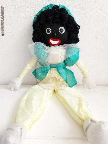 Authentieke HEMA etalage zwarte Piet pop - 55cm, geel/groen beschikbaar voor biedingen