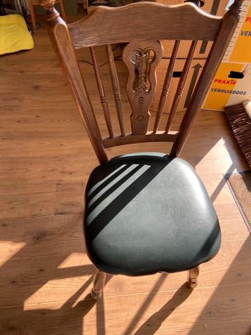 Antieke lederen eikenhouten eettafel Stoel kamerstoel beschikbaar voor biedingen