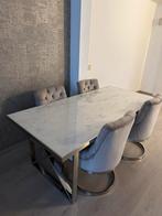 Richmond marmer eettafel Levanto incl eetstoelen, Huis en Inrichting, Tafels | Eettafels, Ophalen, Marmer, 50 tot 100 cm, Zo goed als nieuw