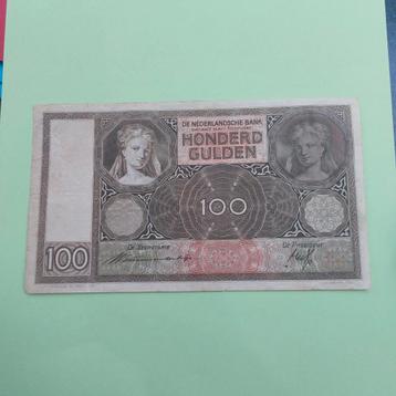 100 gulden biljet Luitspelende Vrouw 1940 in ZFR+ beschikbaar voor biedingen