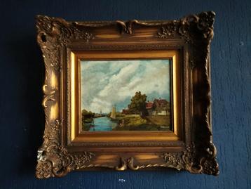 Antiek Schilderij met Sierlijke Lijst - Gesigneerd beschikbaar voor biedingen