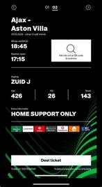 Ajax vs Aston villa boven f side 426, Tickets en Kaartjes