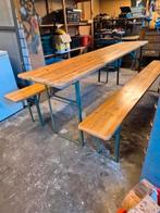 Robuuste biertafels met banken 4 sets, Huis en Inrichting, Tafels | Eettafels, Ophalen, Rechthoekig, 200 cm of meer, 50 tot 100 cm