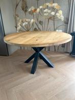 Ronde Eettafel - Eikenhout & Stalen Onderstel, Huis en Inrichting, Tafels | Eettafels, Ophalen, 100 tot 150 cm, Zo goed als nieuw