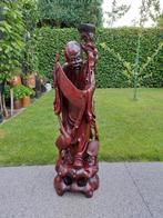Chinees handgesneden hardhouten beeld 90 cm hoog ca 1950, Ophalen