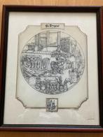 Ingelijste glasgravure DE DROGIST G. Swaenepoel prent beroep, Antiek en Kunst, Ophalen of Verzenden