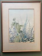 Aquarel ‘In de tuin’, B41 x H51 cm, Ophalen of Verzenden