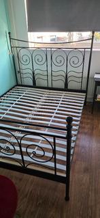 Ikea Noresund bedframe 160x200 incl. lattenbodems, Ophalen, Gebruikt, Zwart, Romantisch