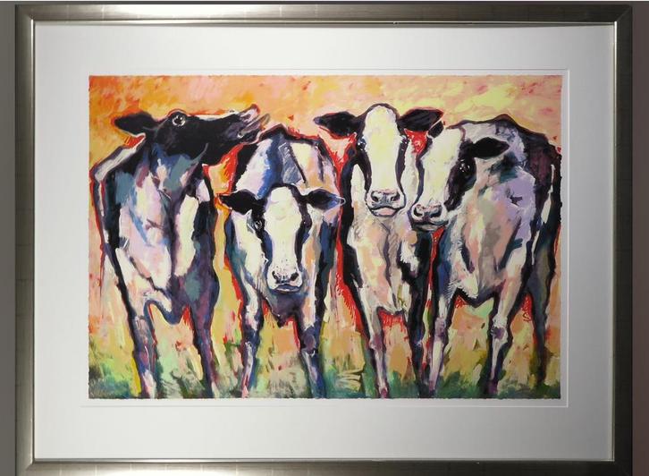 Frits van Eeden - Cows in Giethoorn, handgesigneerd 47/125, Antiek en Kunst, Kunst | Schilderijen | Modern, Ophalen